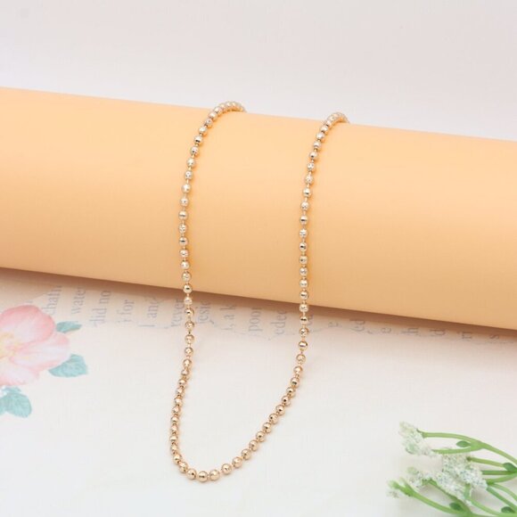 "Elegant Rose Gold Ball Chain Necklace High Polish Finish, XPNL0334 - Picture 6 of 12